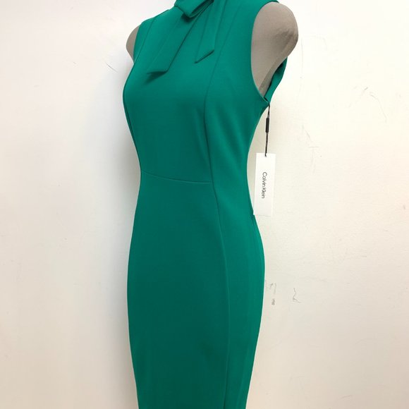 NEW CALVIN KLEIN SHEATH DRESS WITH NECK TIE DETAIL - Picture 3 of 7
